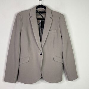 New Premise Classic Taupe One Button Texture Sweater Blazer Women's Size 8